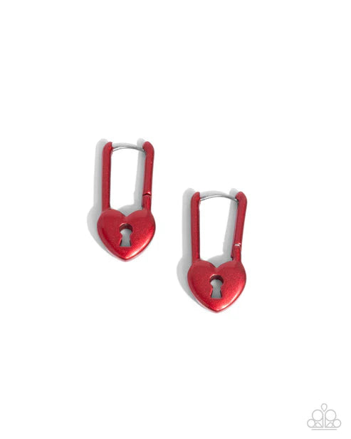 Pampered Padlock - Red Earrings