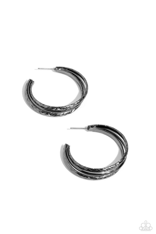 CONTOUR de Force - Black Hoop Earrings