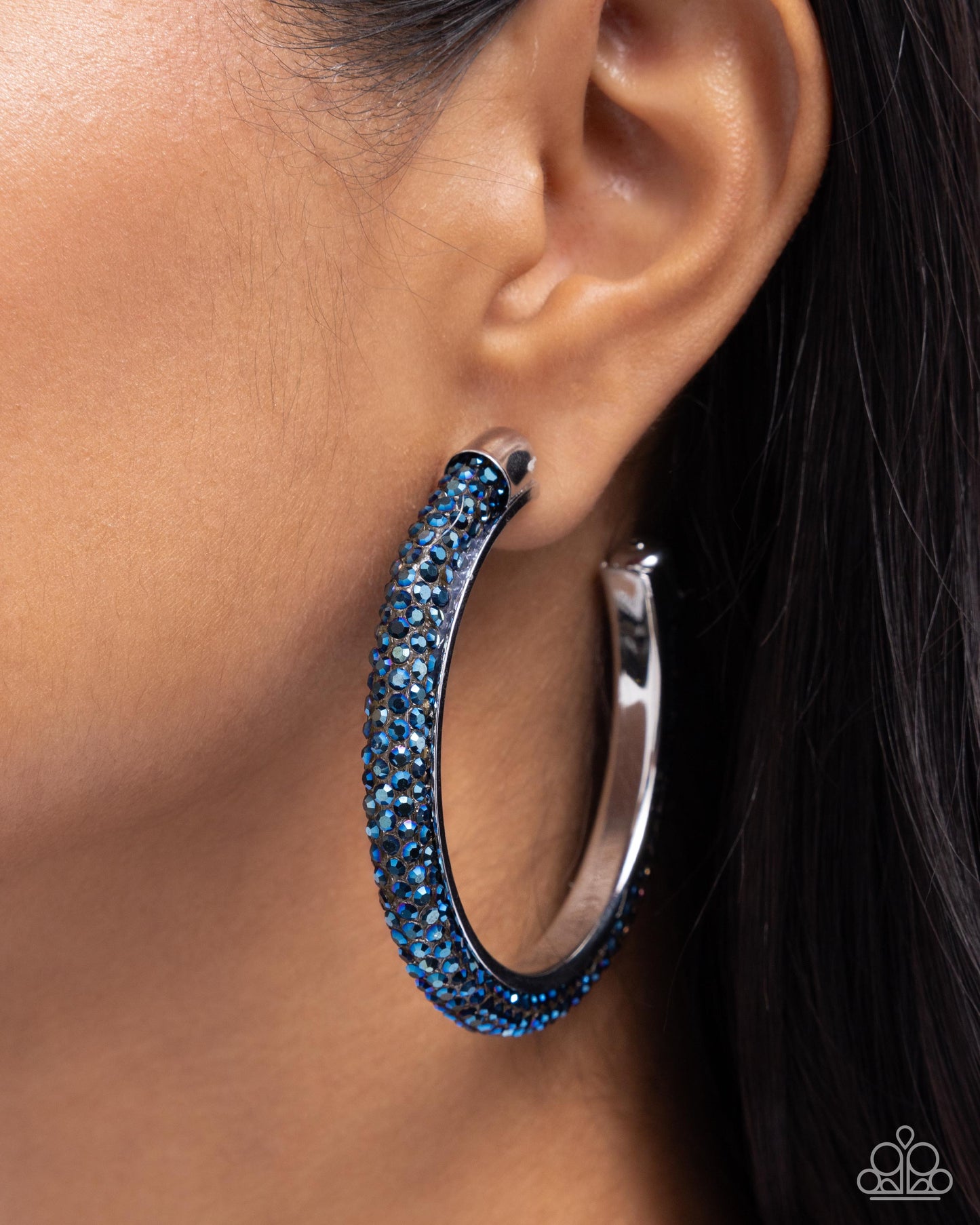 Chiseled Crescendo Blue Hoop Earrings