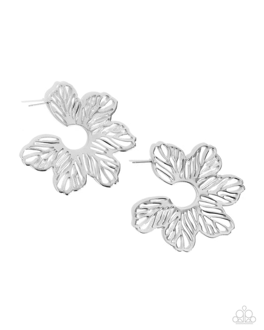 Floral Fame - Silver Hoop Earrings