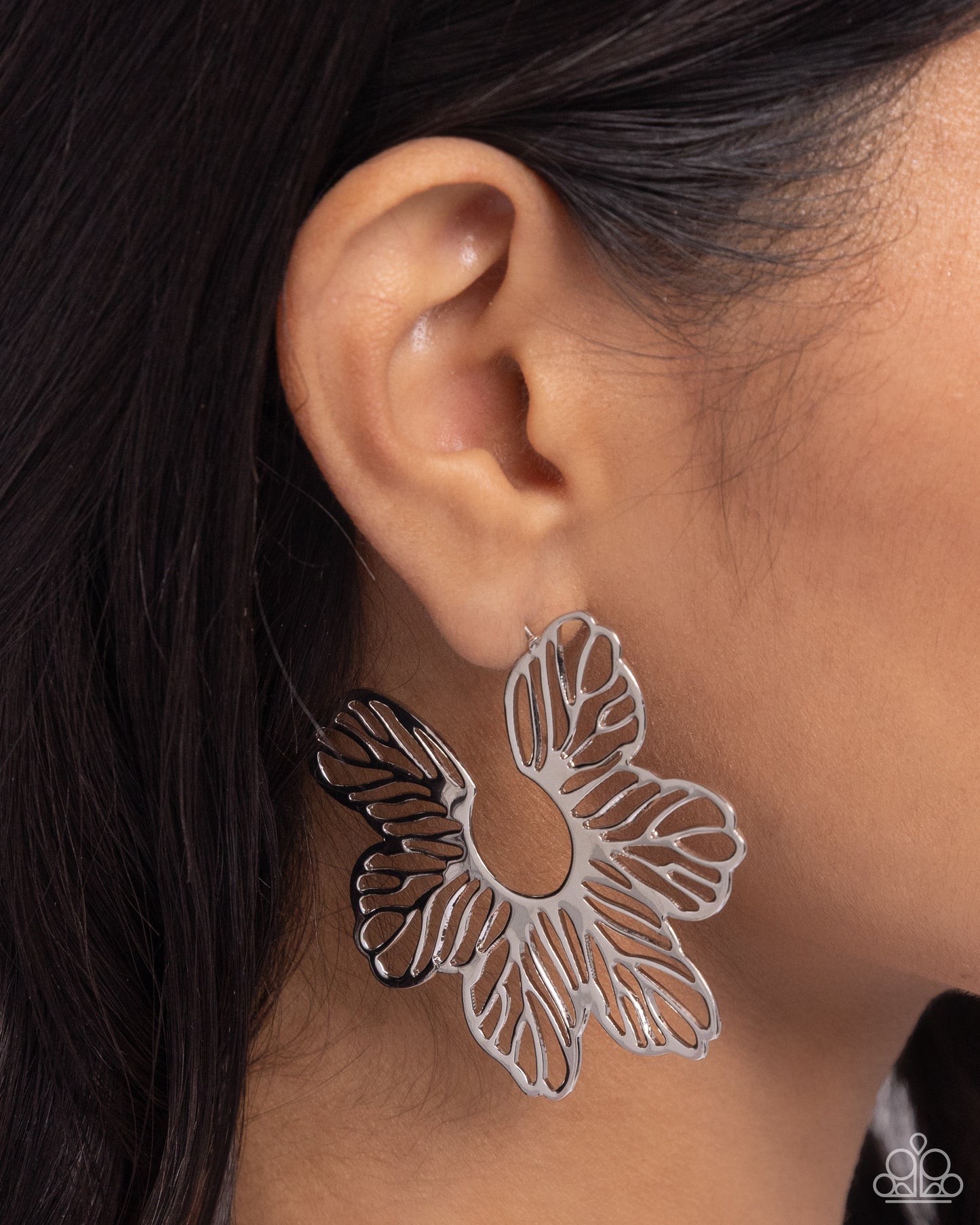 Floral Fame - Silver Hoop Earrings