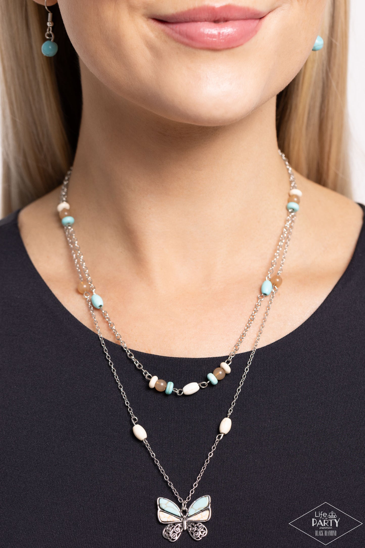 Free-Spirited Flutter - Blue Necklace