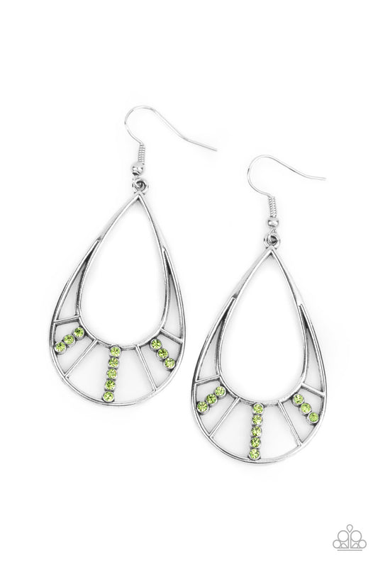 Line Crossing Sparkle Green Earring