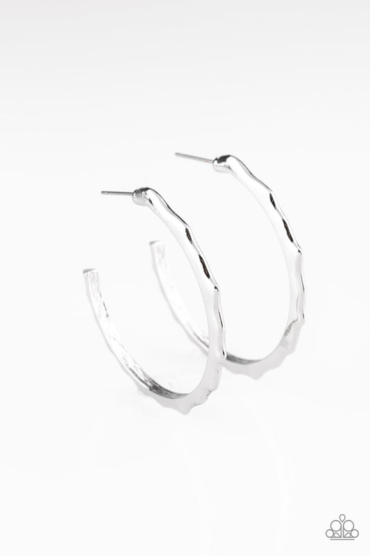 Danger Zone - Silver Hoop Earring