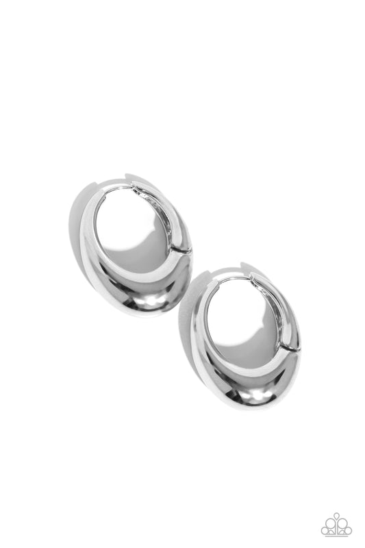 Oval Official - Silver Hoop Earring