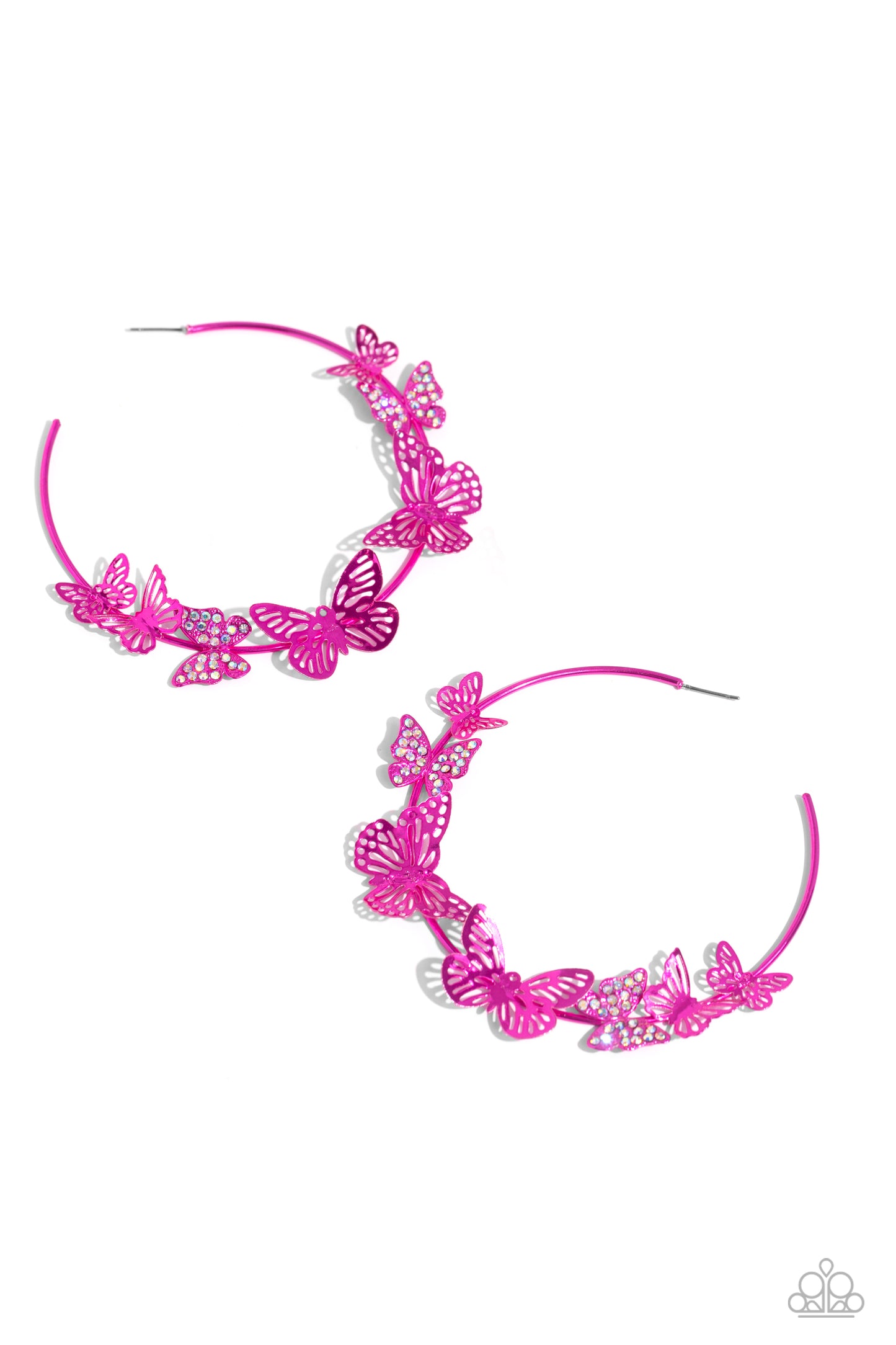 Shimmery Swarm - Pink Hoop Earrings