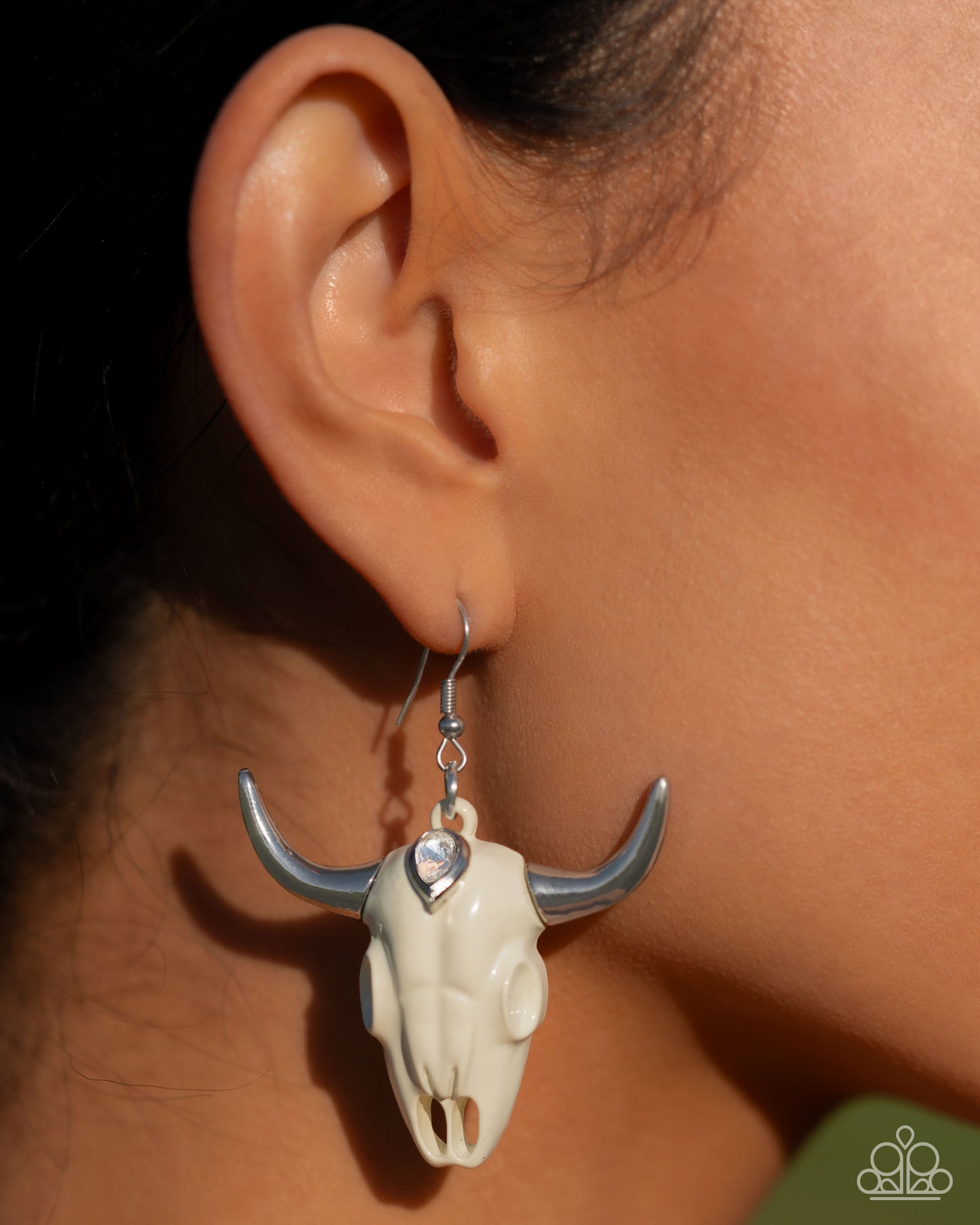 Southwestern Skull - White Earrings