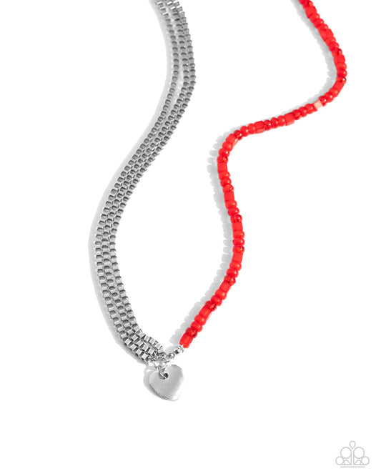 Squared Sweetheart - Red Necklace