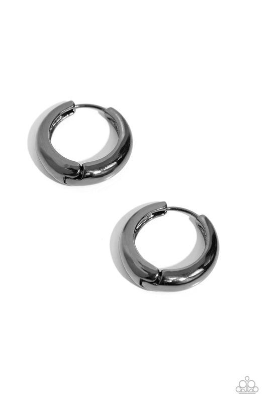 Streamlined Status - Black Hoop Earrings