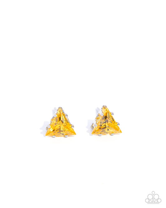 Triangular Twinkle - Yellow Earrings