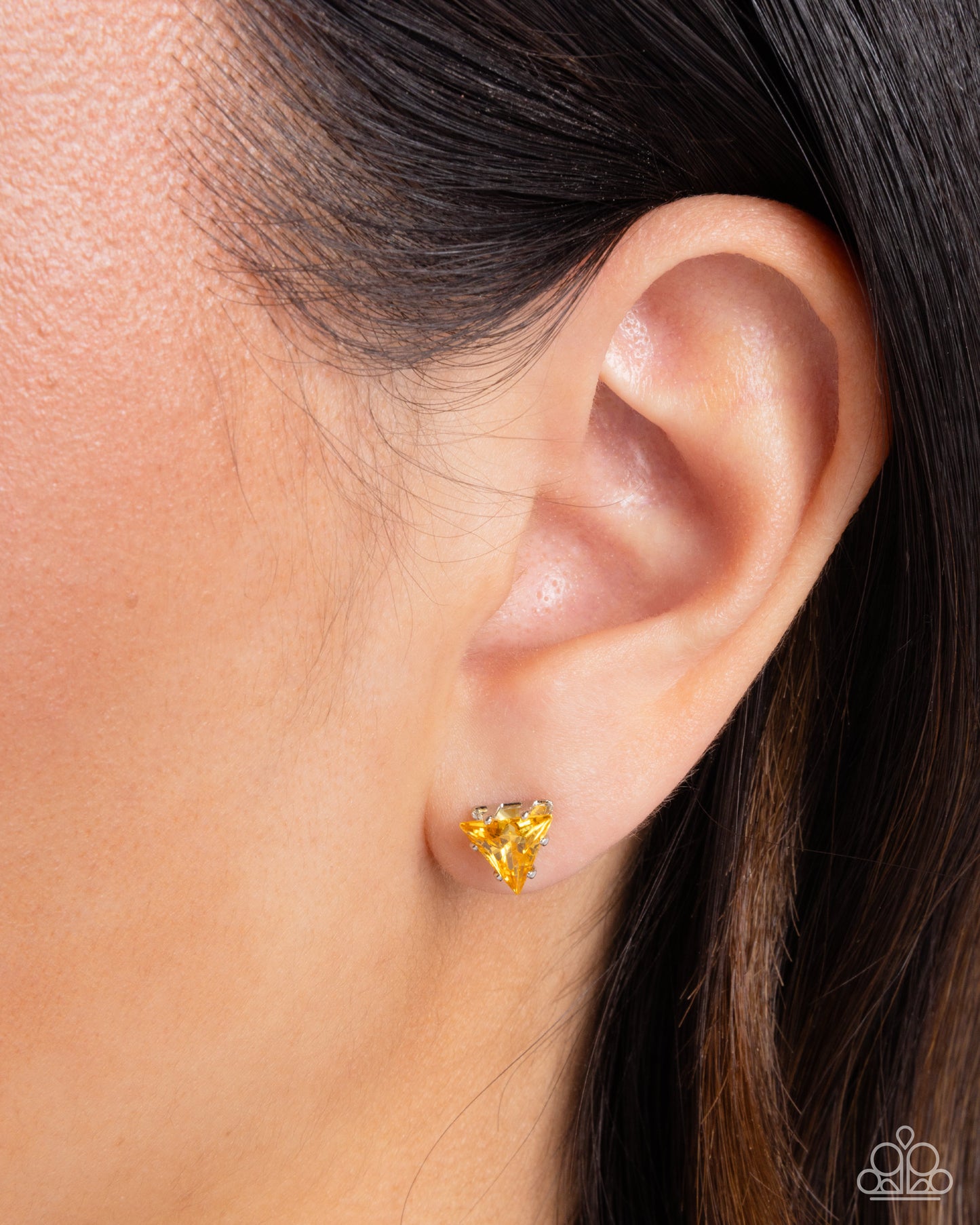 Triangular Twinkle - Yellow Earrings