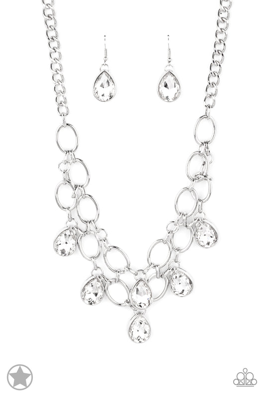 Show-Stopping Shimmer White Blockbuster Necklace