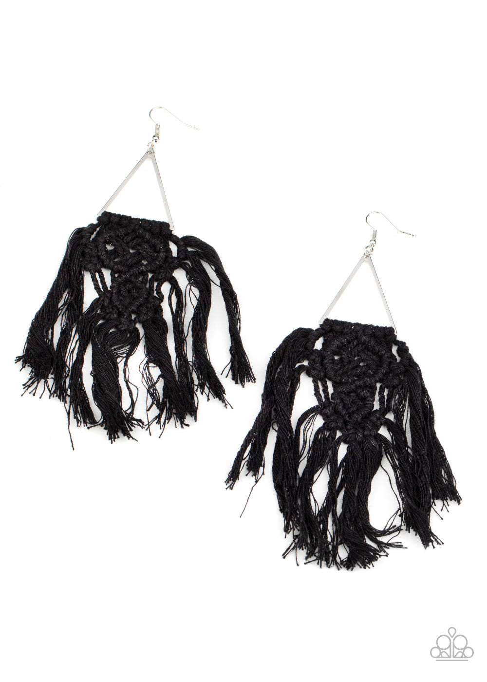 Modern Day Macrame Black Earrings