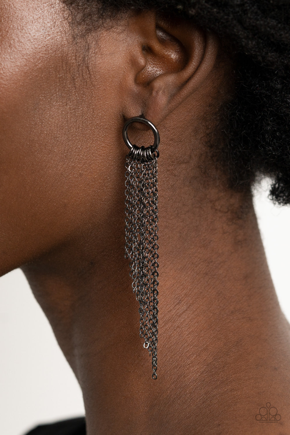 Divinely Dipping Black Earring