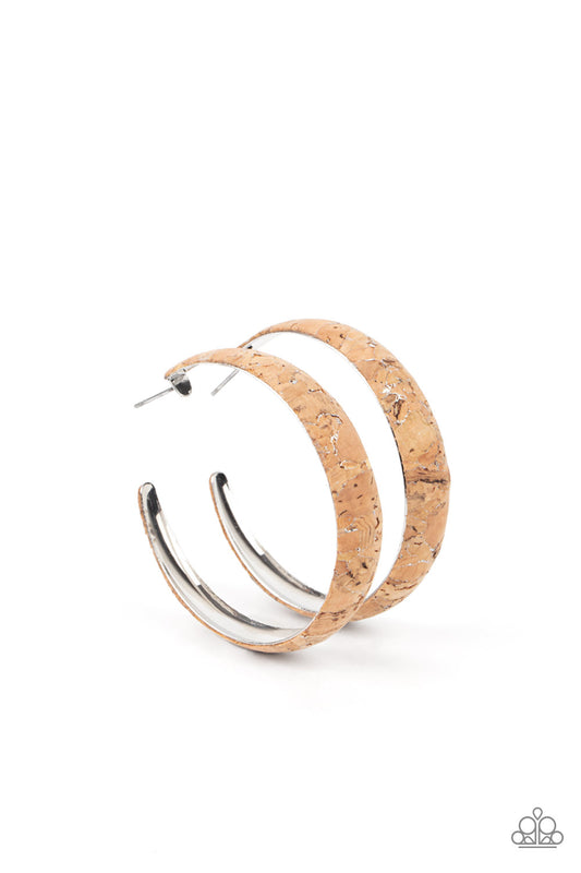 Paparazzi A CORK In The Road - Silver Hoop Earring