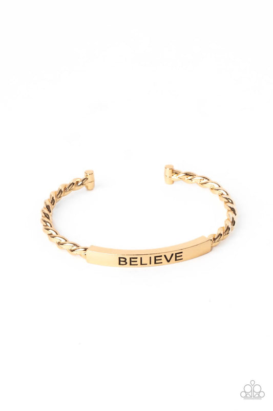 Keep Calm and Believe Gold Cuff Bracelet