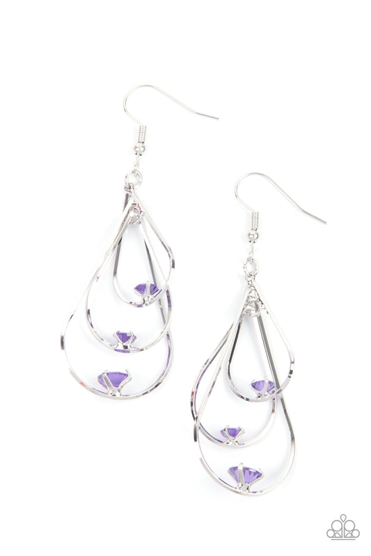 Drop Down Dazzle Purple Earring