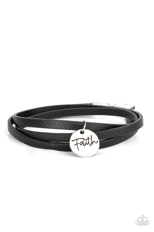 Wonderfully Worded Black Wrap Bracelet