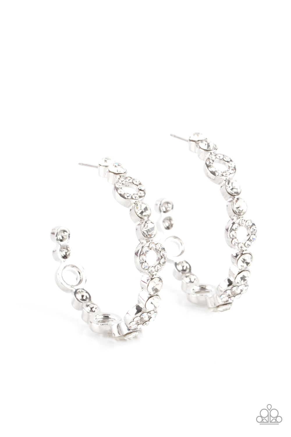 Paparazzi ​Swoon-Worthy Sparkle - White Hoop Earring