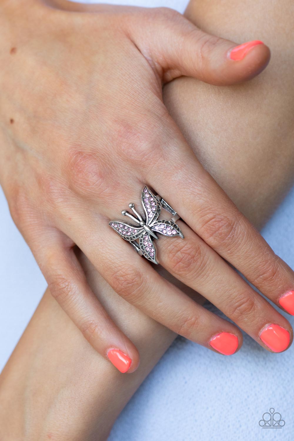 Blinged Out Butterfly - Pink Ring