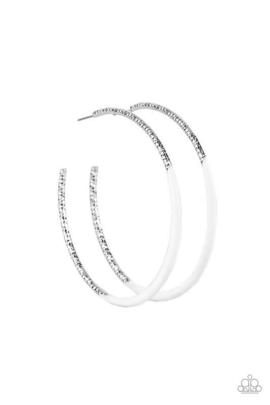 DIP, DIP, Hooray! White Hoop Earring