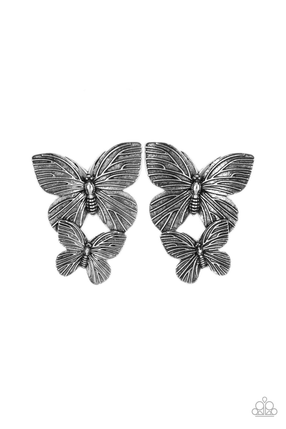 Paparazzi  Blushing Butterflies - Silver Earring