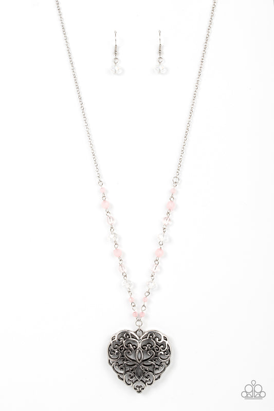 Doting Devotion Pink Necklace