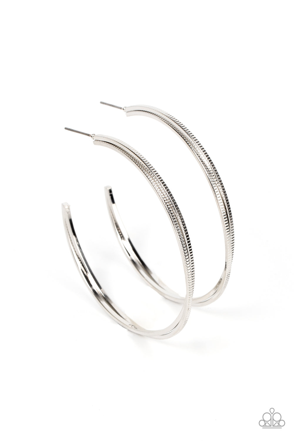 Monochromatic Curves Silver Hoop Earring