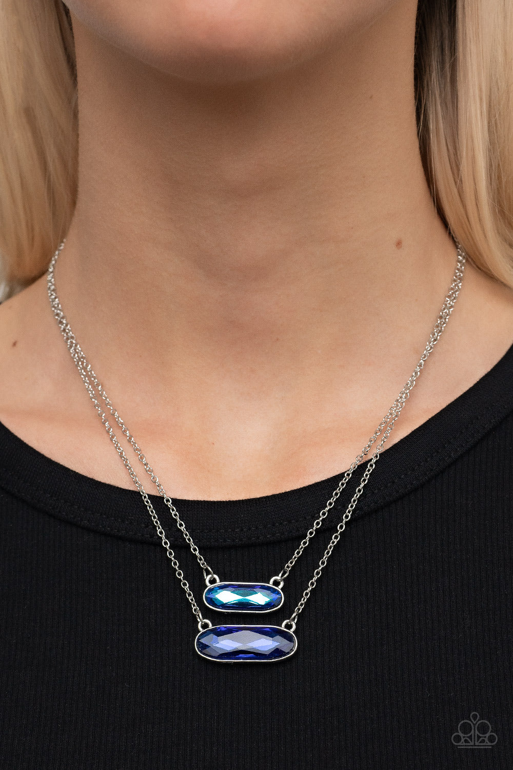 Double Bubble Burst Blue Necklace