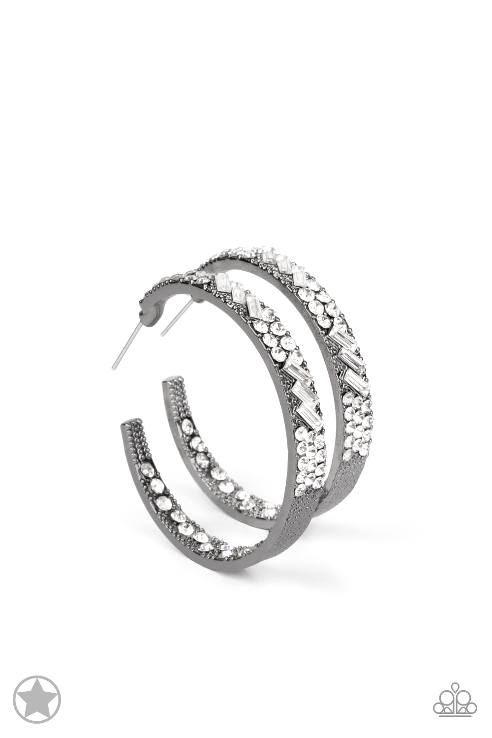 GLITZY By Association Gunmetal Hoop Earrings